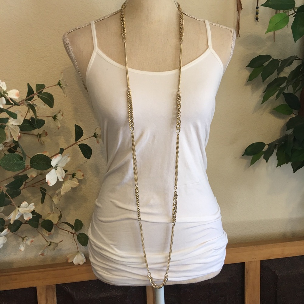 Vintage 70s gold tone long chain necklace